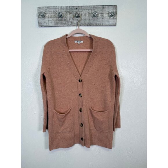 Madewell Merino Wool Donegal Maysfield Cardigan Sweater Peach Oversized M - Picture 14 of 15